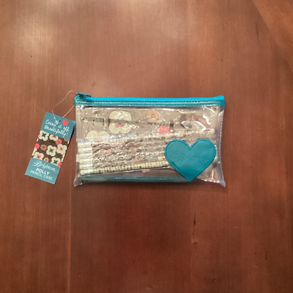 Brighton Teal Heart Clear Vinyl Polly Pencil Case